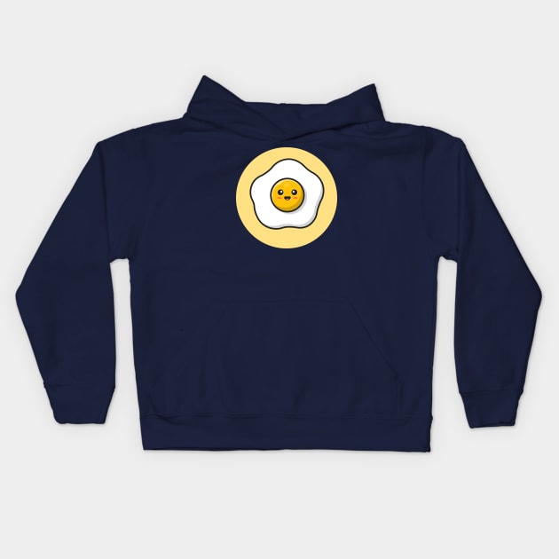 Cute Egg Fried Cartoon Vector Icon Illustration Kids Hoodie by Catalyst Labs